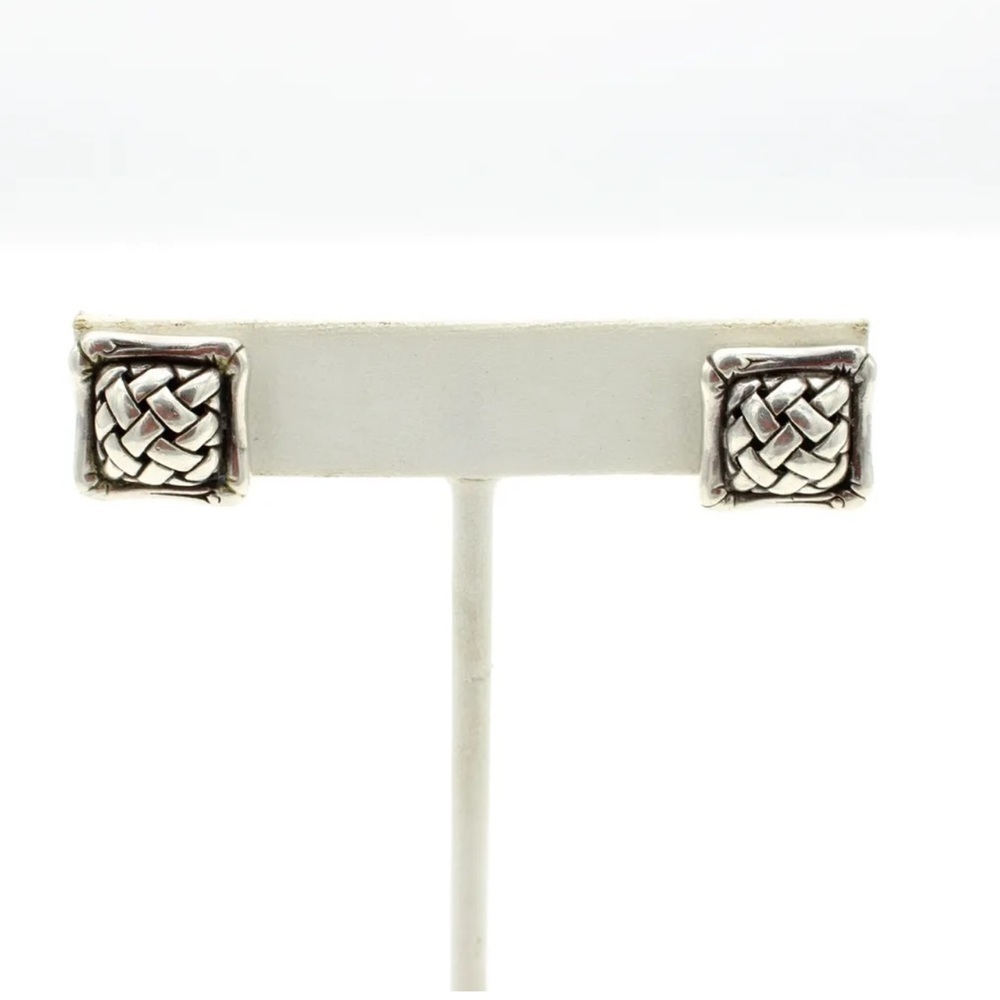 John Hardy sterling silver basket weave stud earrings - Picture 2 of 6